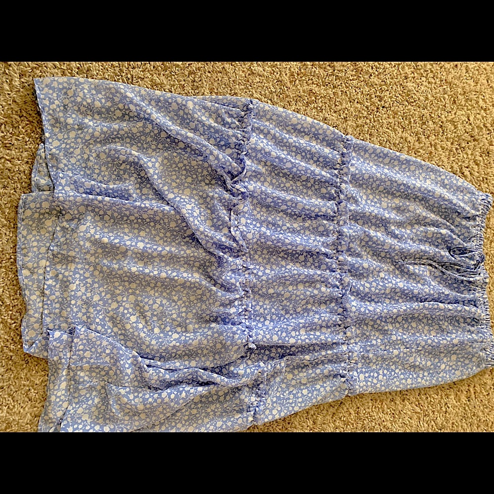 blue floral skirt
